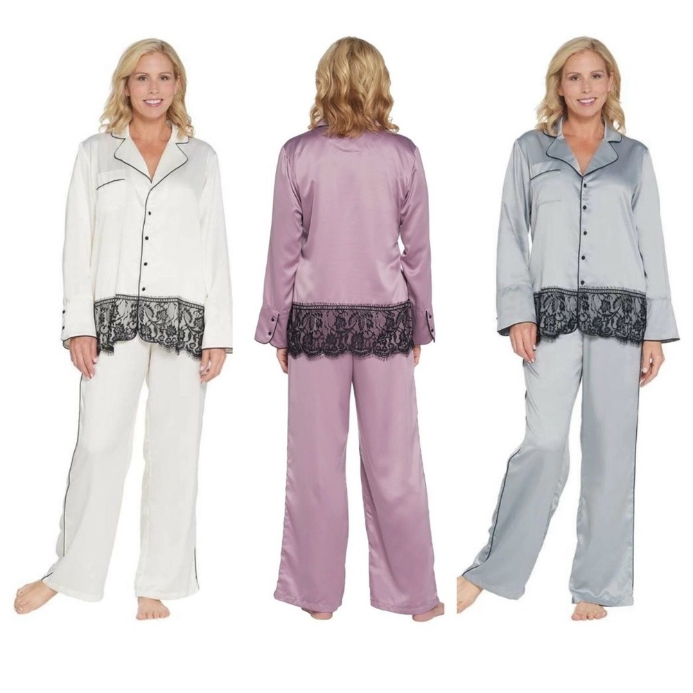 CASA  ZETA - JONES  SEXY  LUXURY  SATIN  LACE  2  PIECE  PAJAMA  SET   NEW 3X